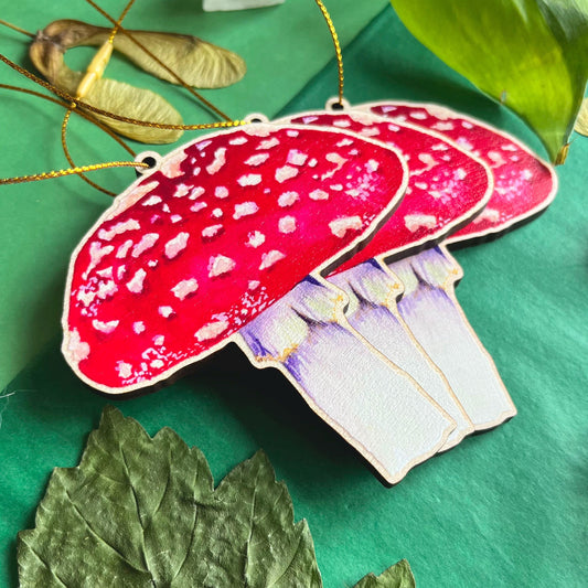Fly Agaric Wooden Christmas Decoration / Festive Mushroom / Fungi Lover