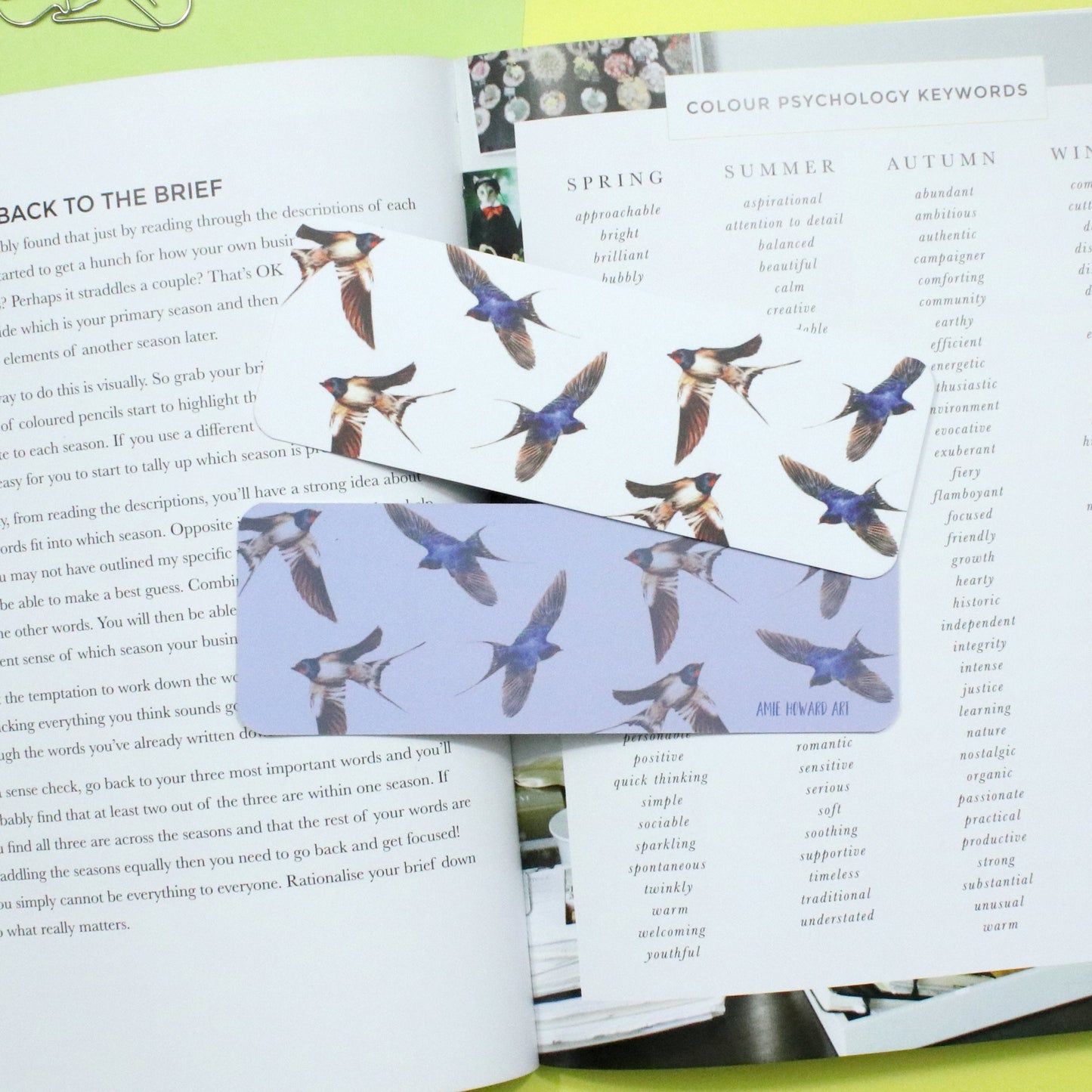 Swallow Bookmark | Double Sided Bird Illustration