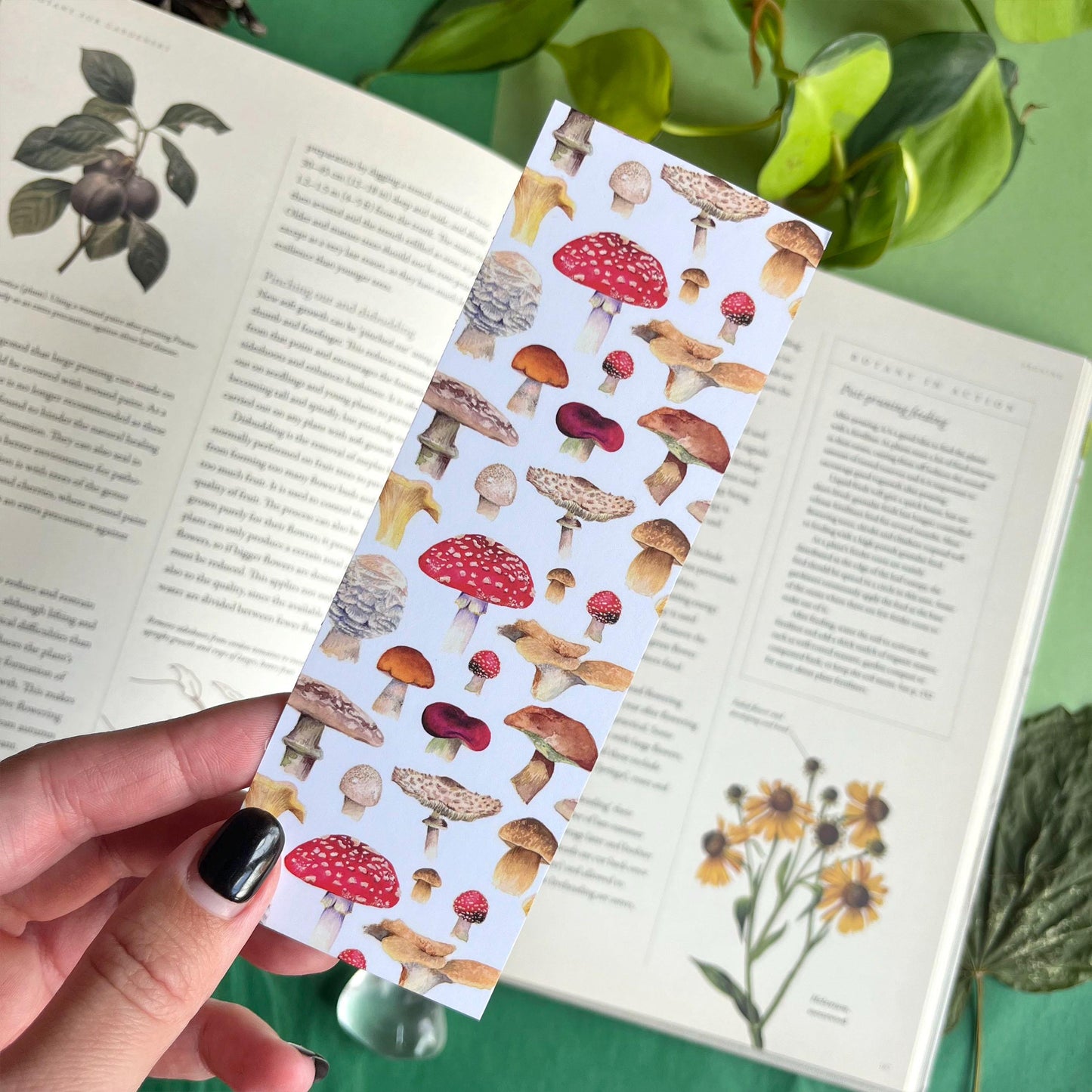 Mushroom Print Bookmark | Double Sided Fungi Gift