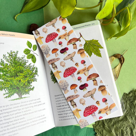 Mushroom Print Bookmark | Double Sided Fungi Gift