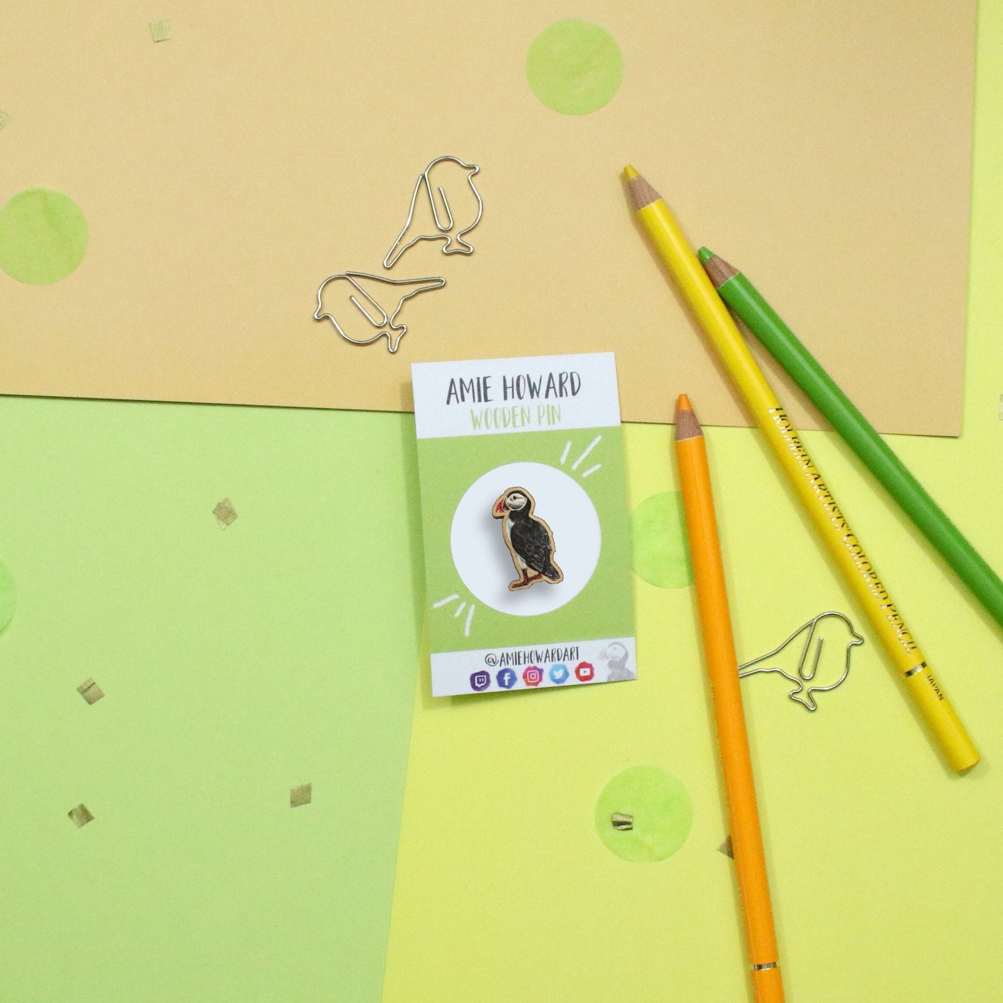 Puffin Wooden Pin | Wildlife Lover Gift