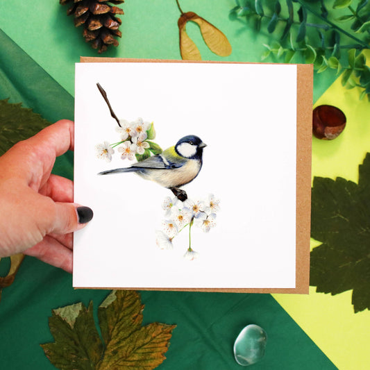 Great Tit and Blossom Card